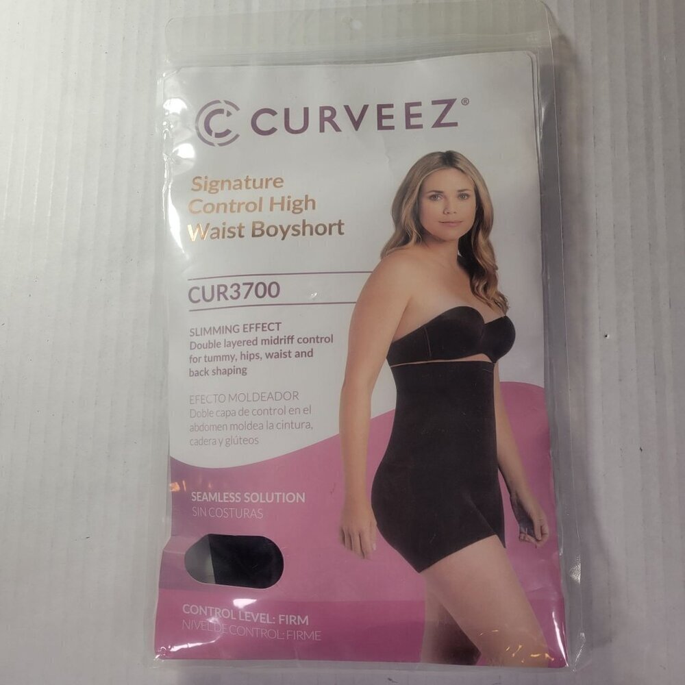Curveez Black High Waist Slimming Boyshorts CUR3700 Seamless Shapewear Size XL